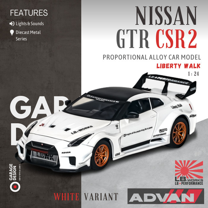 Diecast 1:24 Mobil Nissan GTR R35 Liberty Walk CSR2 LBWK - Nissan GTR