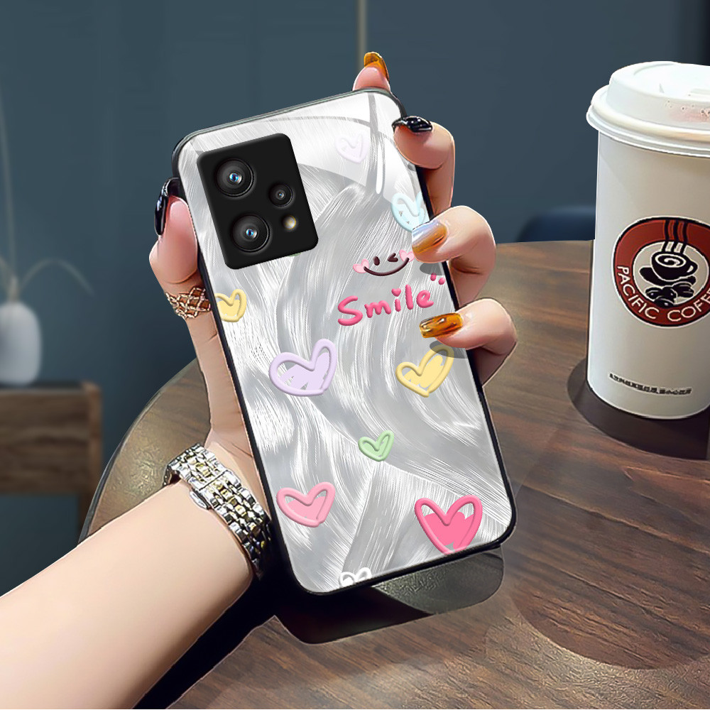 Hati Kecil Kaca glass Case cesing kesing untuk Realme 12 pro 9 8 4G 5G 8i 7 7i 5 5s 5i 3 3i Narzo 50