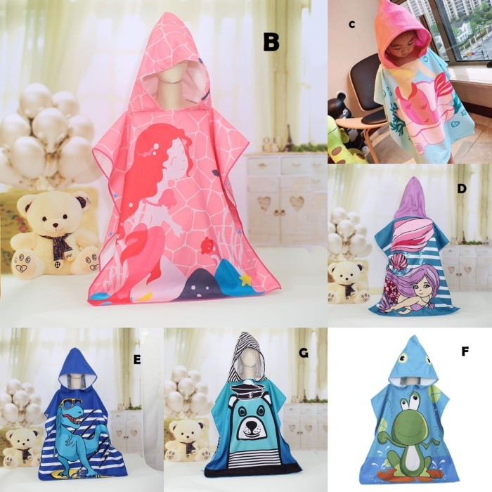 Hr3 Handuk Ponco Jumbo Cewek / Handuk Ponco Perempuan Anak Usia 7T-13T