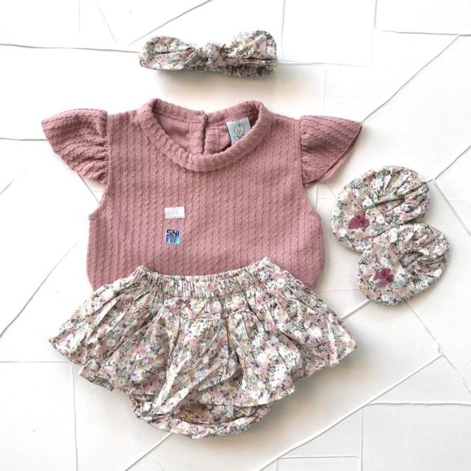 Baju Anak Bayi Perempuan Setelan Celana 0 6 bulan prisket set sepatu H56M