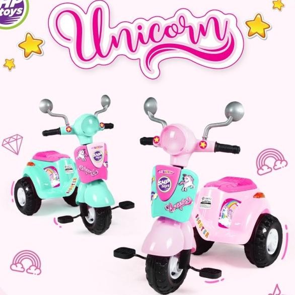 Scooter 609 Shp Mainan Anak Sepeda Vespa Roda 3 Dorong Musik