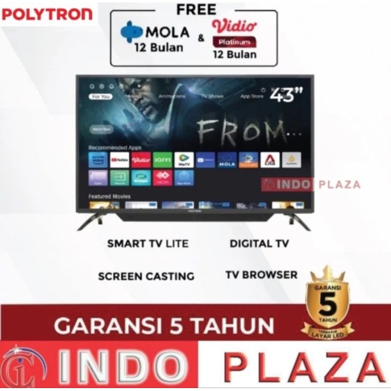 TV POLYTRON 43 INCH SMART DIGITAL PLD-43CV1569
