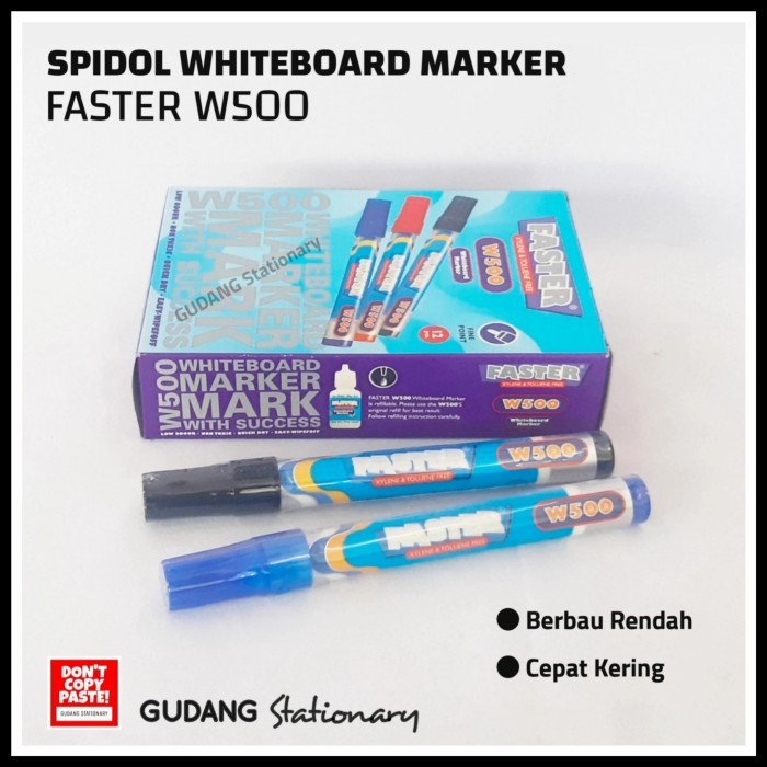 

Ready Spidol Whiteboard Marker Faster W500 ( Isi 12 Piece )