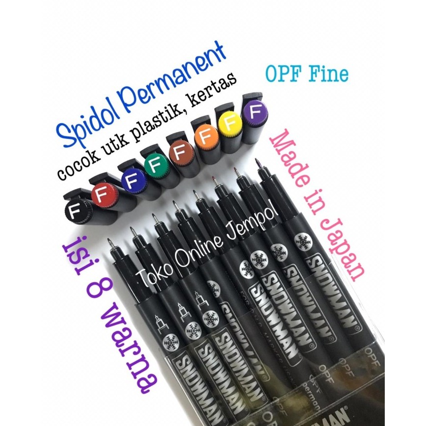 

Ready Spidol Plastik Snowman OPF Fine Nib plastic marker set 8 wrn ATK1095SN