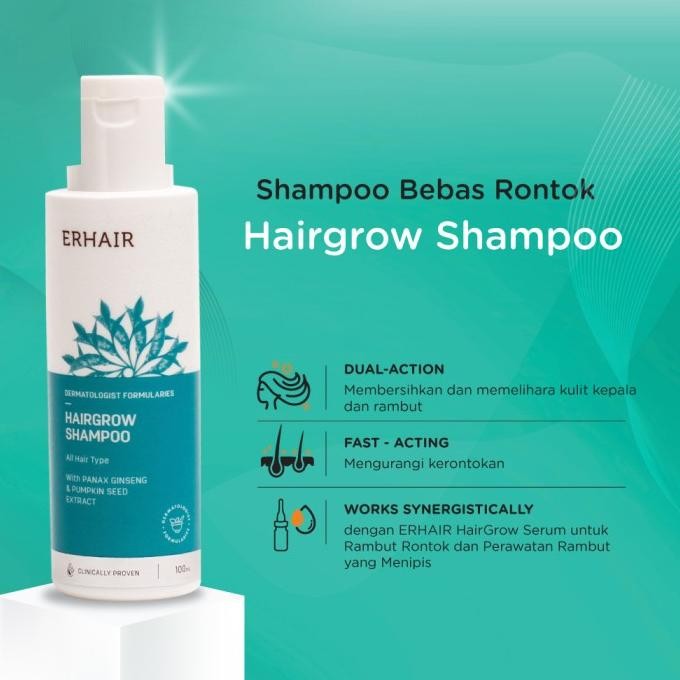Premium Produk | Terbukti, Paket Erha Penumbuh Rambut, Hair Grow Shampoo 250 Ml + Serum