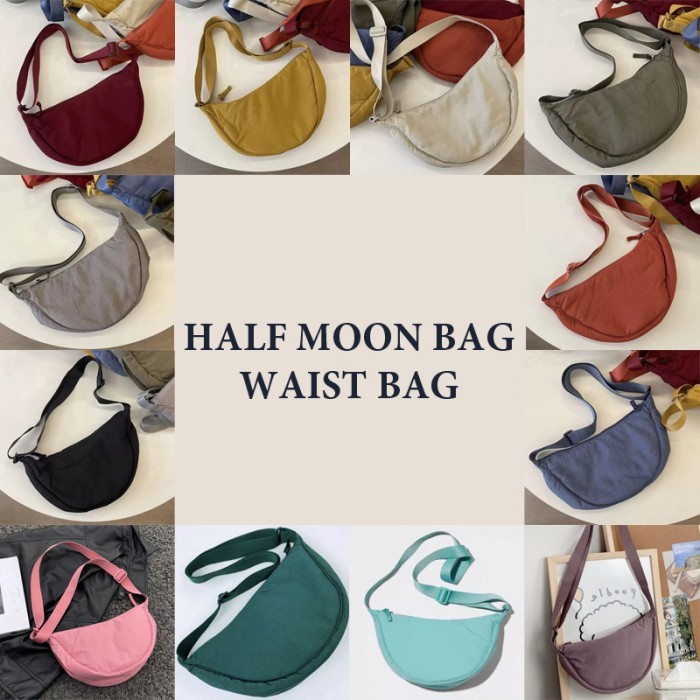 HEMAT WAIST BAG ALA UNIQLO / HALF MOON BAG / SLING BAG / TAS SELEMPANG NILON