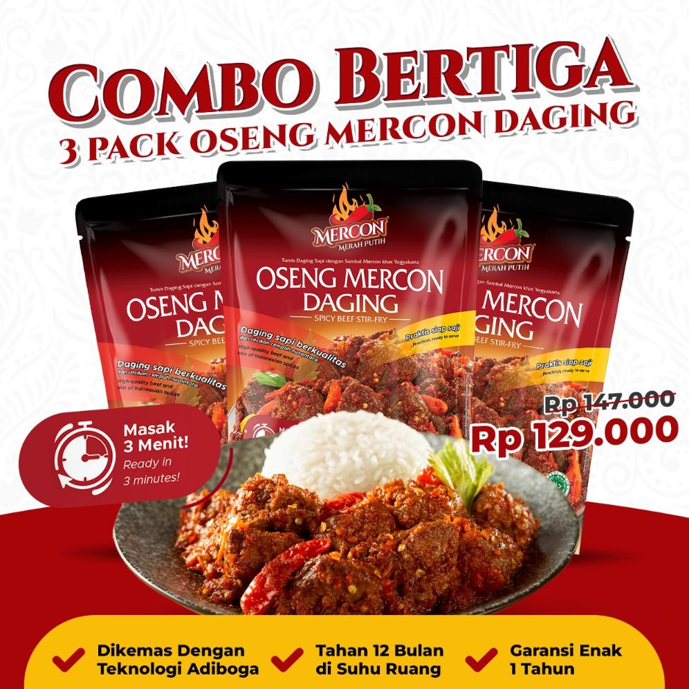 

Mercon Merah Putih - Hemat Combo Bertiga || 3 X Oseng Mercon Daging