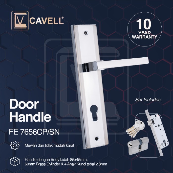 HANDLE PINTU CAVELL SET GAGANG PINTU DENGAN KUNCI BODY CYLINDER SET