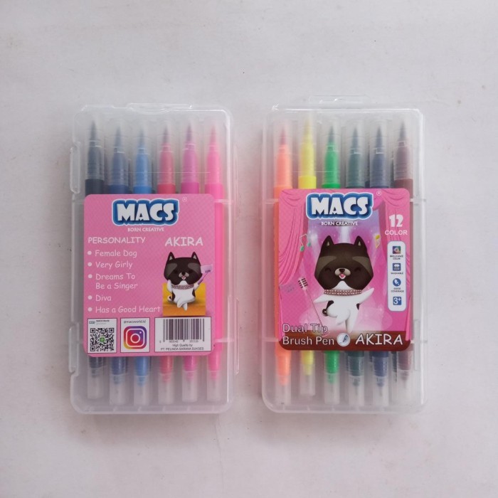 

Ba Brush Pen Dual Tip Macs Spidol 12 Warna