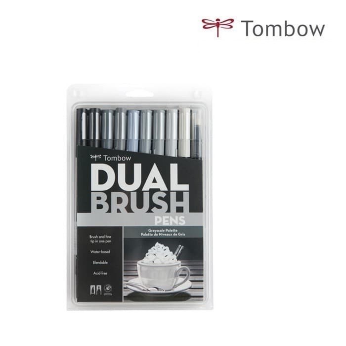 

Ba Abt 10 Color Set Grayscale Palette - Art Brush Pen Set Tombow