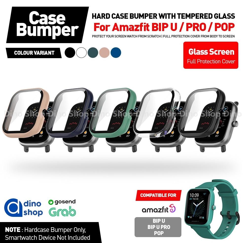 ( PROMOO ) Hard Case For AMAZFIT BIP U / PRO / POP Casing Cover Tempered Glass