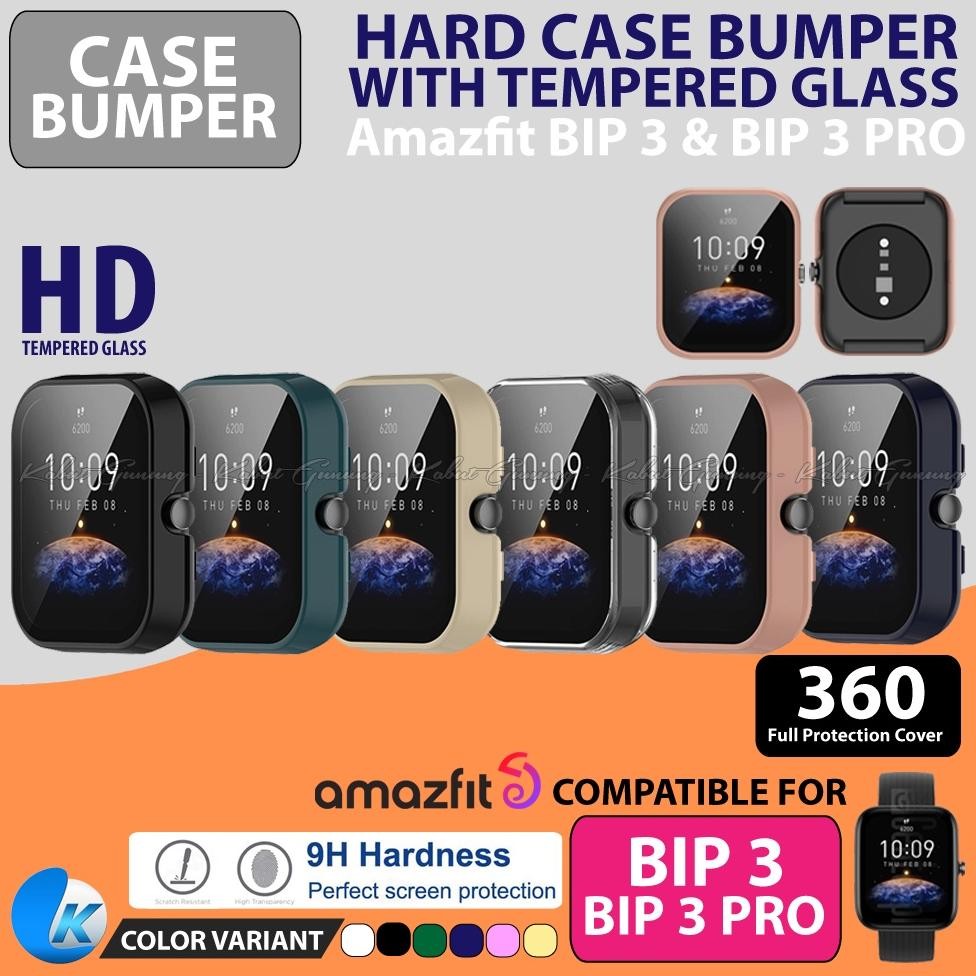 ( PROMOO ) Hard Case For AMAZFIT BIP 3 AMAZFIT BIP 3 PRO Case With Tempered Glass