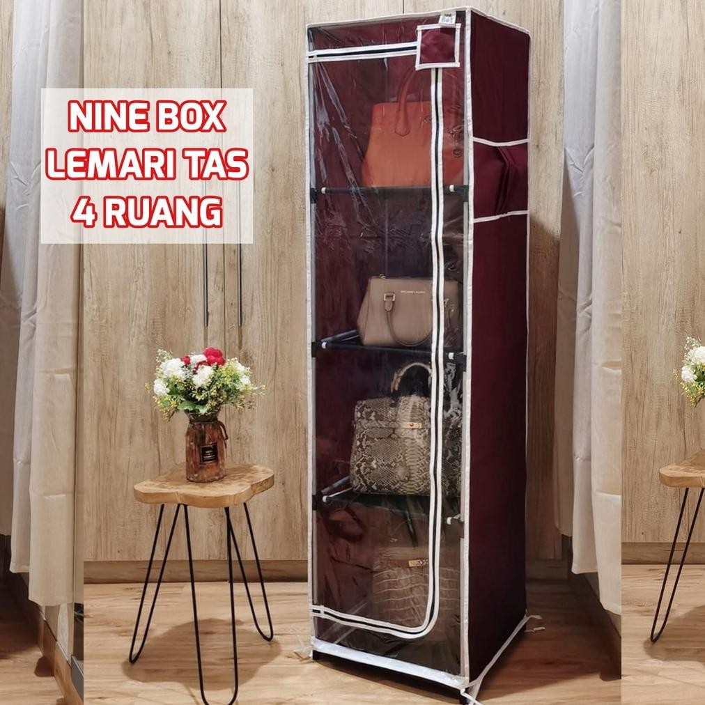 PROMO NINE BOX RAK TAS / LEMARI TAS / RAK SERBAGUNA / RAK TAS ANTI DEBU / LEMARI PAKAIAN LIPAT / LEM