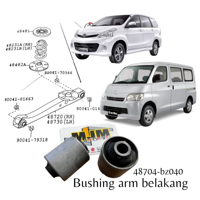 Bushing arm belakang avanza xenia grandmax luxio 48704-BZ040