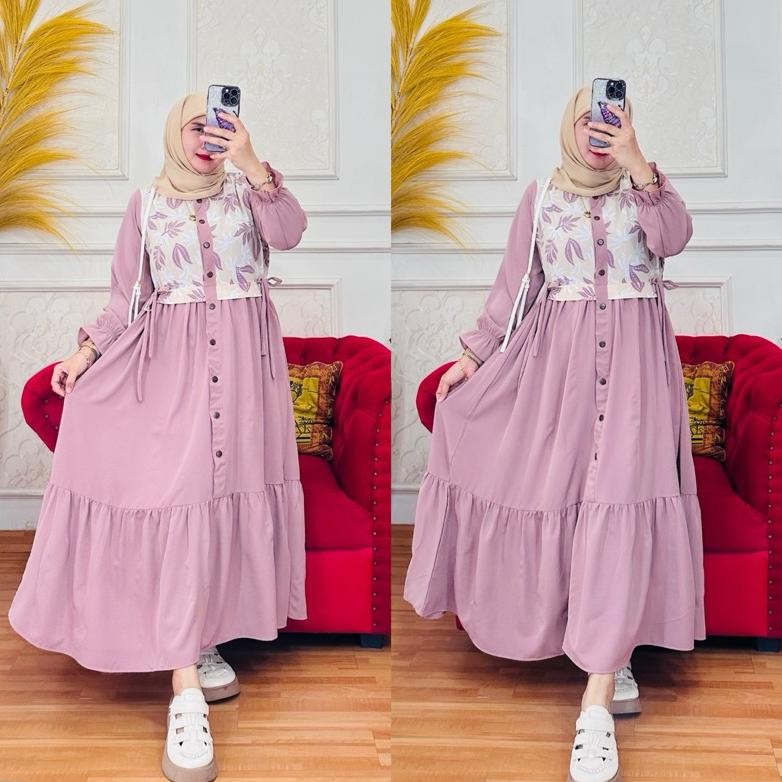 Spesial Zahra Dress Midi Semi Gamis (Panjang 130Cm) Krinkel Premium 10.10