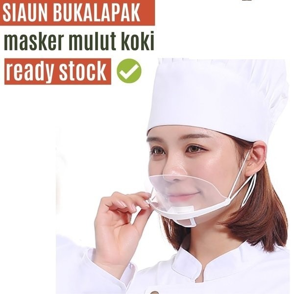 Masker Transparan Plastik Mika Penutup Mulut Koki Dapur Hotel - 1 Pcs