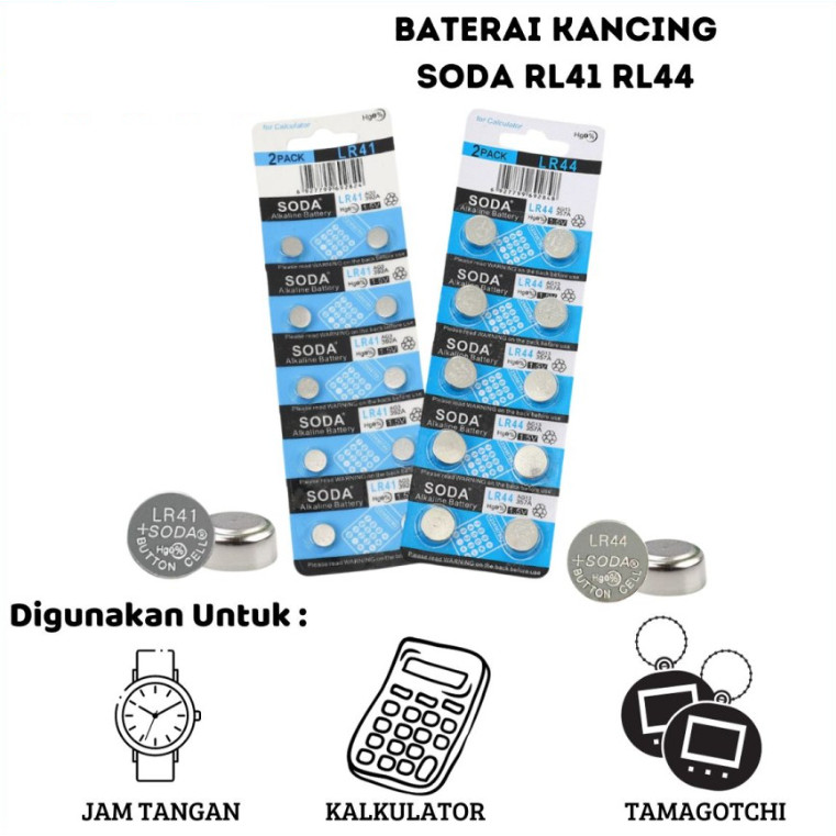 Baterai Kancing Soda LR41 LR44 Batu Batre Jam Tangan Kalkulator 1.5V - LR44