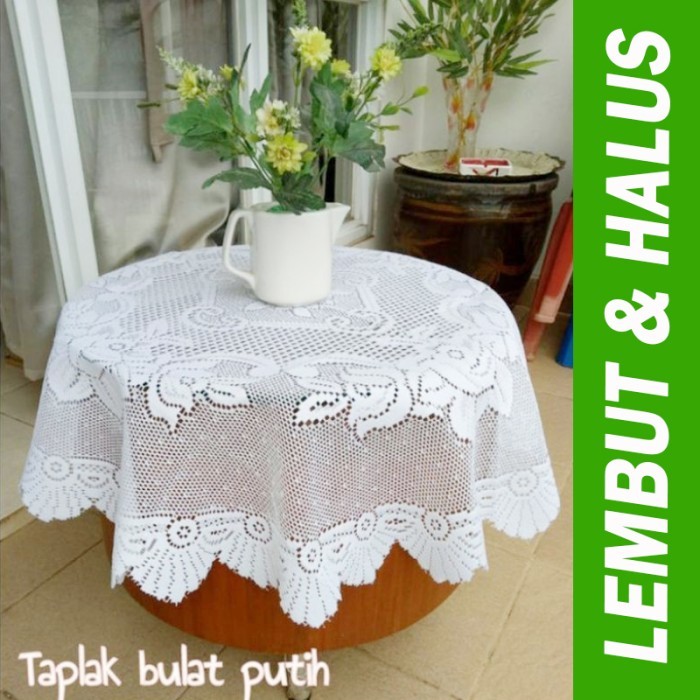 Galih 5590 Taplak Bulat Putih Lembut 100Cm Taplak Meja Taplak Bulat Putih
