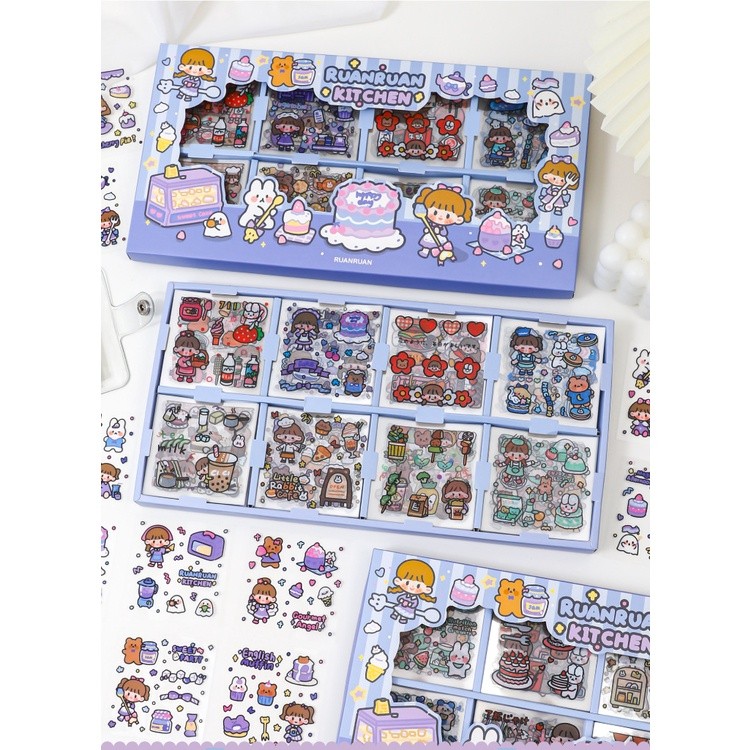 

Beragam 100 - 200Pcs Sticker Kartun Aesthetic Stiker Pvc Anti Air Waterproof Universe Kindergarten