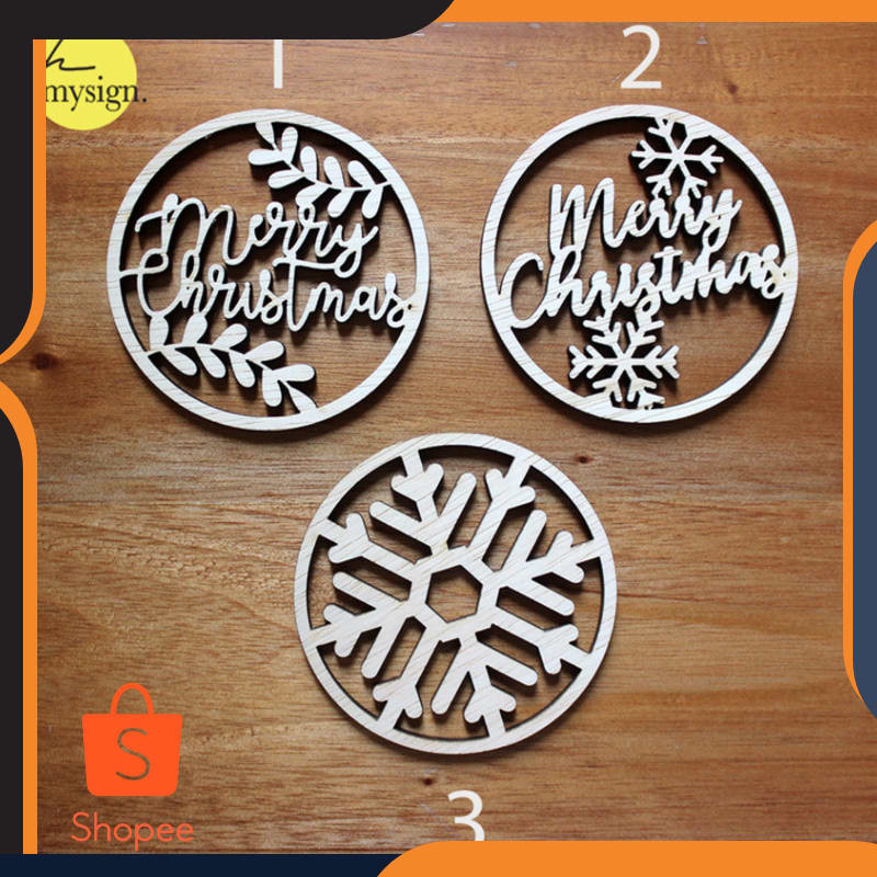 

Promo Christmas Tag Kayu Round / Label Hiasan Hampers Natal / Tag Hampers Keren