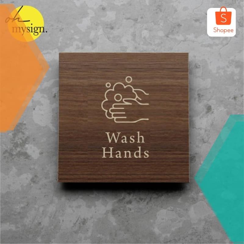 

Murah Wash Hands Sign Board Kayu Print Signage Label Nama Ruang Keren