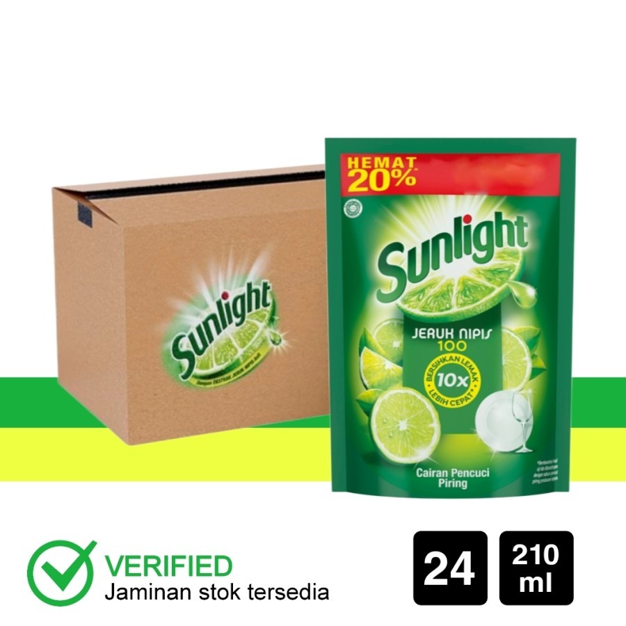 Sunlight sabun pencuci piring jeruk nipis 210 ml - Karton