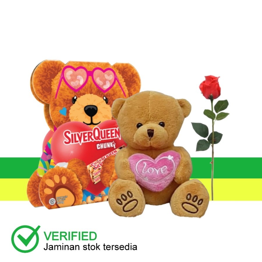 

SilverQueen Chocolate Chunky Bear Teddy Bear Love Rose Valentine