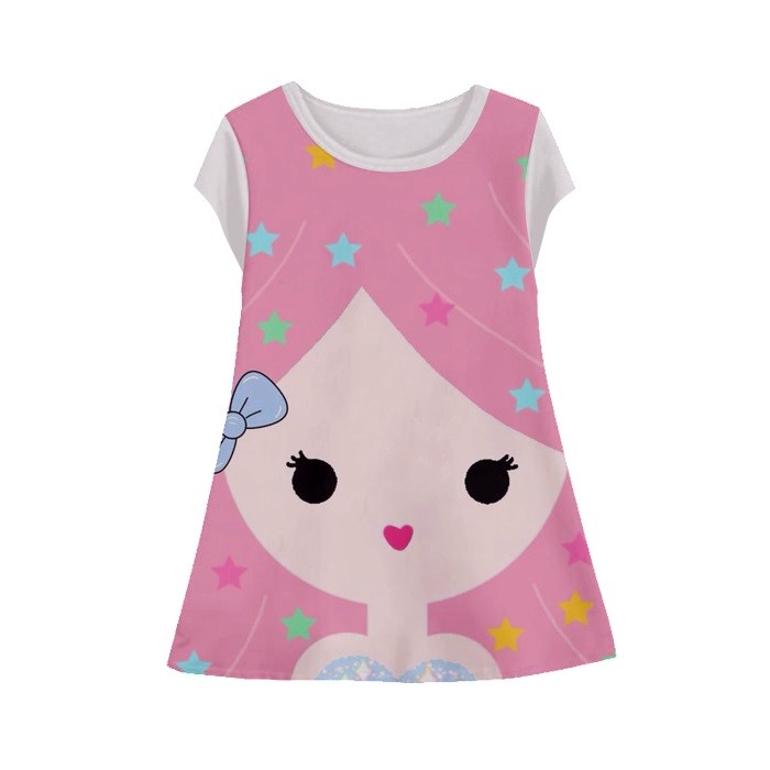 Baju Dress Anak Perempuan Face Princess v8 Tunik Anak Wanita Untuk Umur 1-12 Tahun - kaosanakmurahme