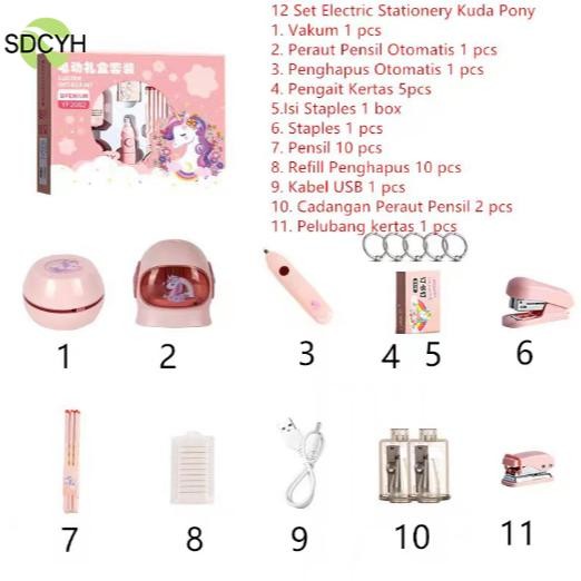 

Is75 SDCYH Electric Stationery Set / Set Alat Tulis Elektrik Rautan Penghapus Vacuum Pensil 11 In 1 Viral
