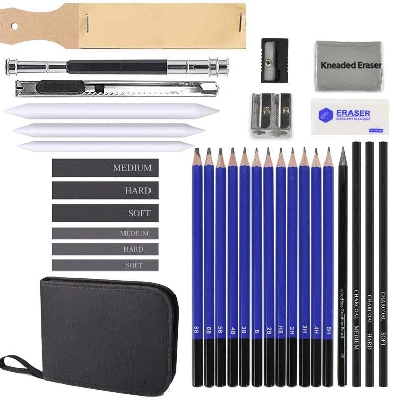 

Oz67 33PCS/Set Sketch Pensil Pisau Penghapus dan Pensil Gambar untuk Keperluan Sekolah Pencil Drawing Set Berkualitas