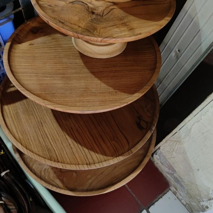 TERMURAH - dulang kayu jati 40cm/nampan/baki/tempat kue kayu/macaron display