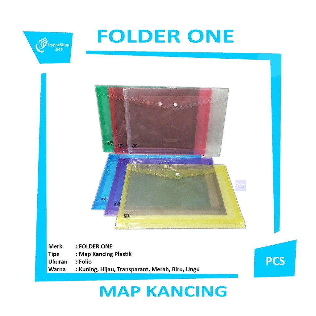 

FOLDER ONE - Map Kancing Plastik Ukuran Folio - Pcs