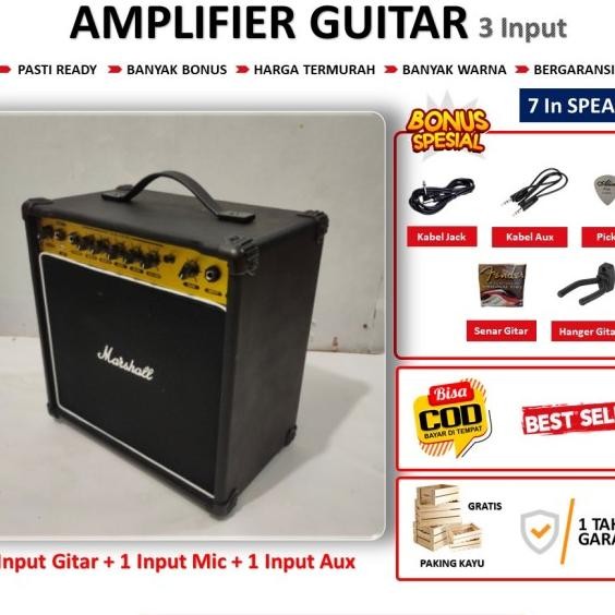 Ampli Gitar Marshall 3 Input Ada Efek Distorsi & Efek Delay