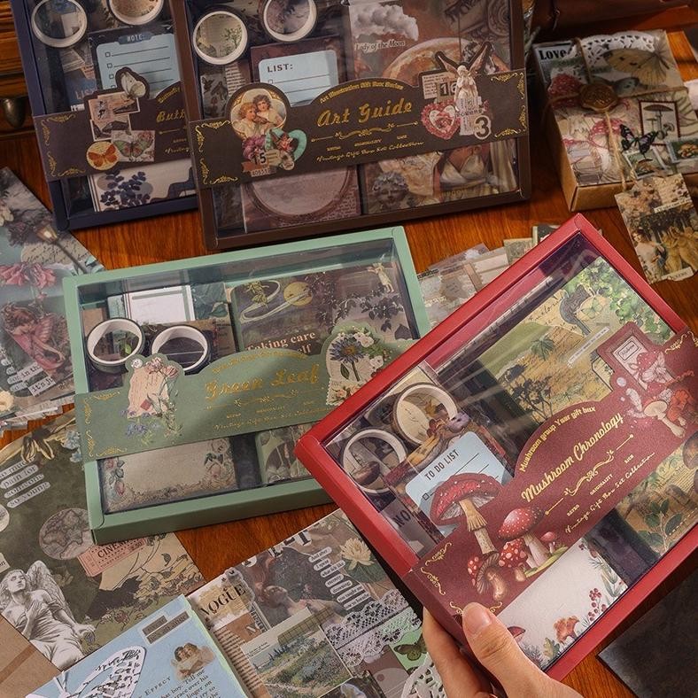 

tru-63 125pcs Bujo Set Box Retro Originality Rich Gift / Deco Journaling Paket Jurnal Retro Vintage Murah