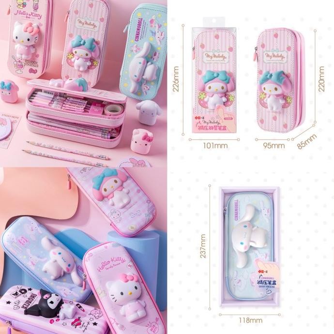 

Kotak Pensil Anak Squisy Motif Kuromi Kitty Melody Cinnamoroll Sanrio KGS