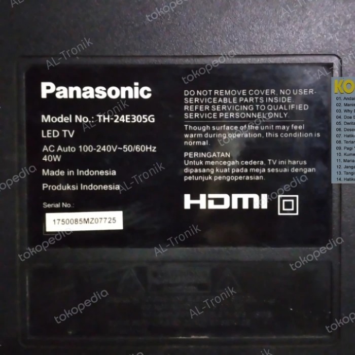 MAINBOARD TV LED PANASONIC 24 INCH MODEL TH-24E305G 24E305 TH-24E305G