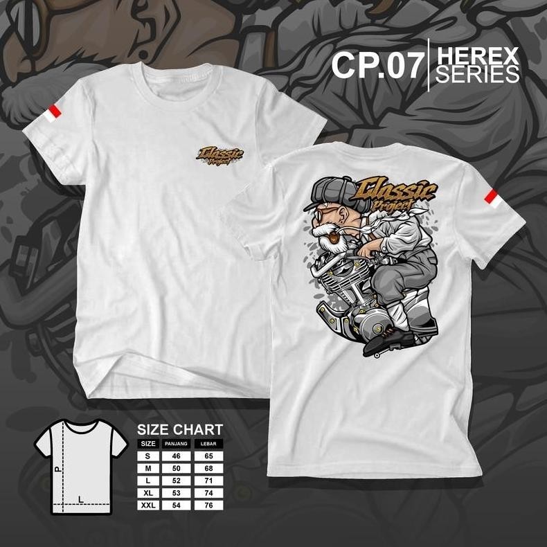 Promo Kaos Racing Mesin Herex Kaos T-Shirt Pria Dan Wanita Distro Herex Style Motor Cb Gl Mp Tiger C