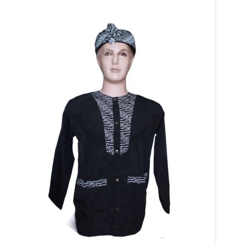 TERLARIS Stelan baju adat dewasa/stelan baju pangsi model batik dada&leher/baju samin/baju koko dgh-