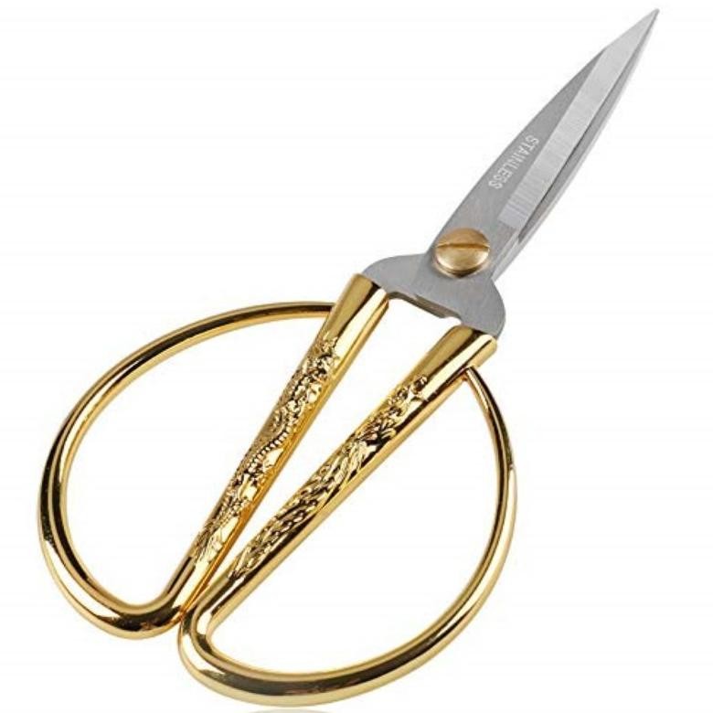 

Premium 19cm Gunting Emas Wedding Sangjit Phoenix Ceremony Golden Scissors Gunting Gold High Quality