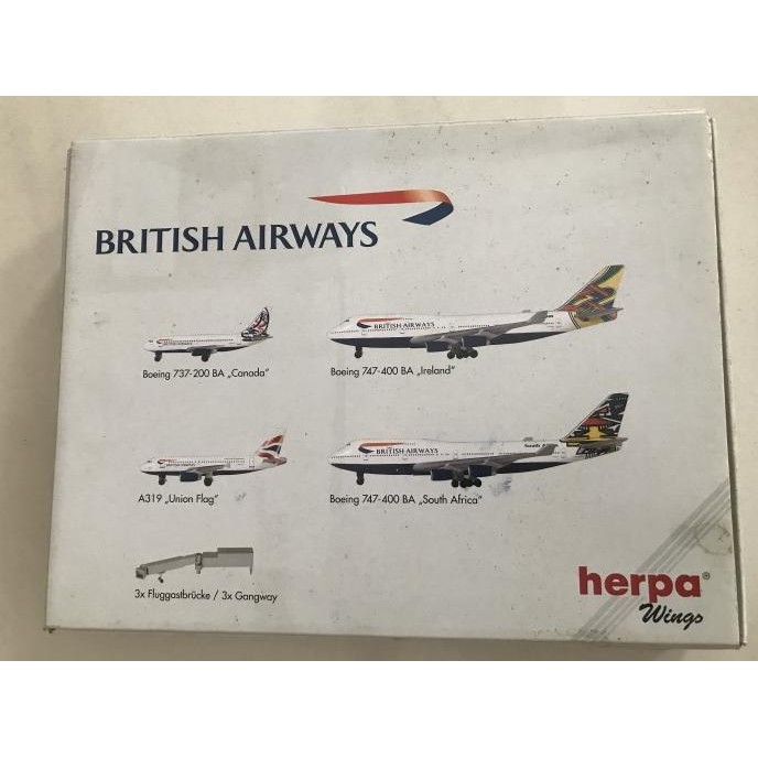 1/500 British Airways A319 B737 B747 Limited Edition Herpa Wings Set