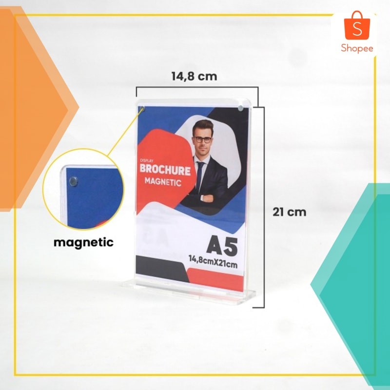 

Terlaris Magnetic Tent Holder I Tempat Brosur I Tent Card Akrilik Display A5 - Potrait Elegan