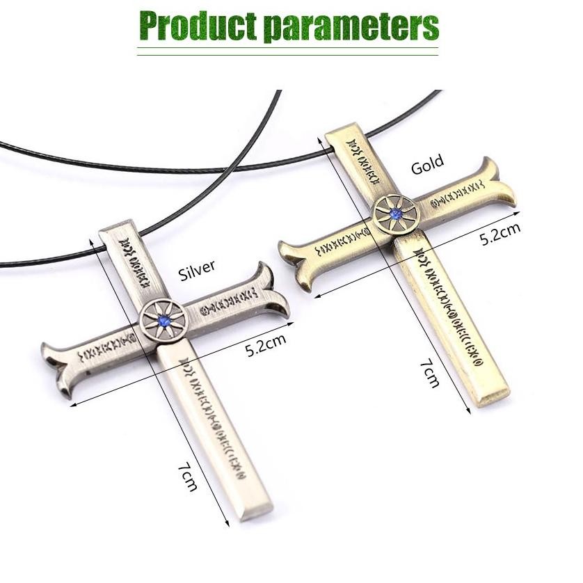 Kalung Kalung Salib Mihawk / Kalung Anime One Piece Salib Mihawk Bahan Logam Alloy