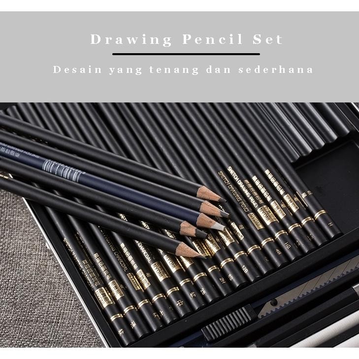 

asd-86 Nyoni Drawing Pencil Gambar Set 29PCS Drawing Sketch Pencil Set Tin Box Pensil Gambar Original