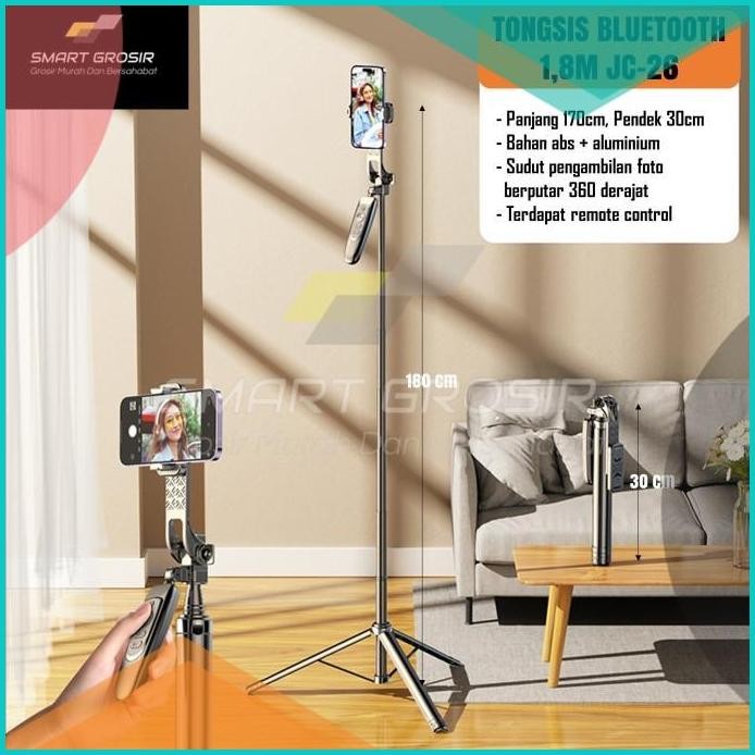 Tongsis Tripod JC26 Stabilizer Hp 180cm 1,8 Meter Bluetooth 3 in 1 Se
