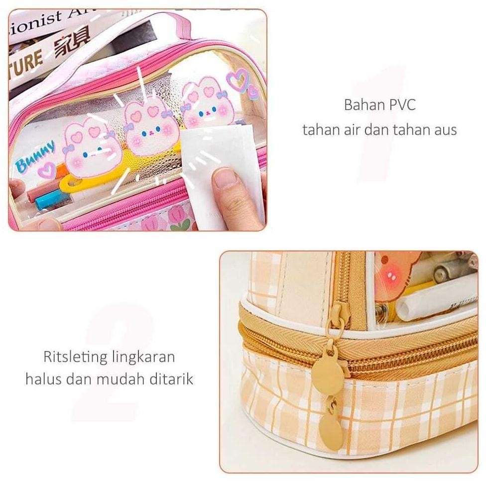 

GF21 ( Mia ) K010 Kotak Pensil Transparan Terbaru / Tempat Pensil Kartun Yang Lucu / Pencil Case Kapasitas Besar Original