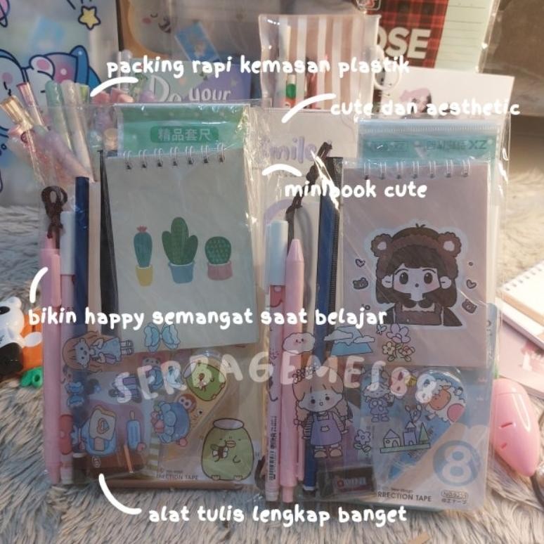 

jy-56 serbagemes88 - SET ALAT TULIS LENGKAP 10 in 1 KARAKTER LUCU / STATIONERY LENGKAP Premium