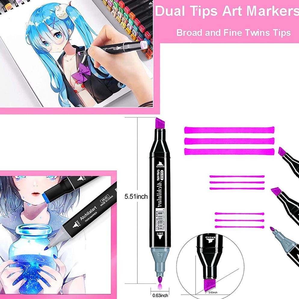 

er-23 RUNDY NEW Touch60/80 Warna Sketsa Spidol Umum General Marker Set Animation Markers Pena Berujung Ganda Original