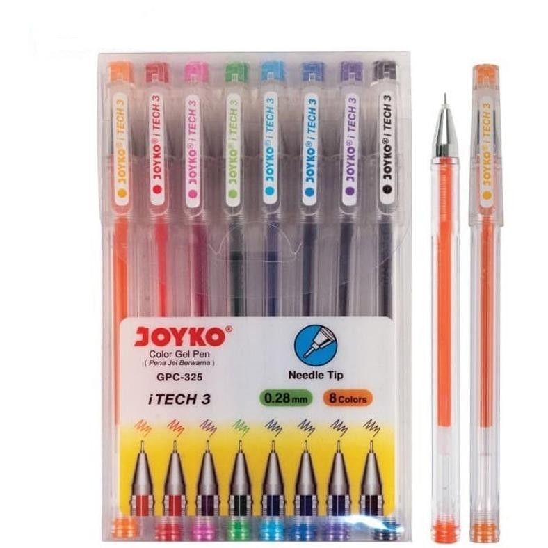 

hj-45 (1Set) Bolpen / Pulpen Hitech itech Joyko 0.28 mm ( 8 Warna ) Hemat