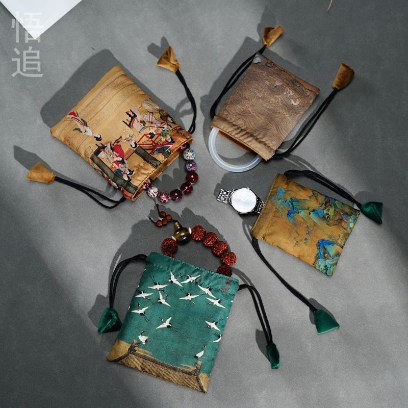 

Wu Chong Silk Pouch Double Layer Storage Bag High-End Collectables-Autograph Cloth Bag