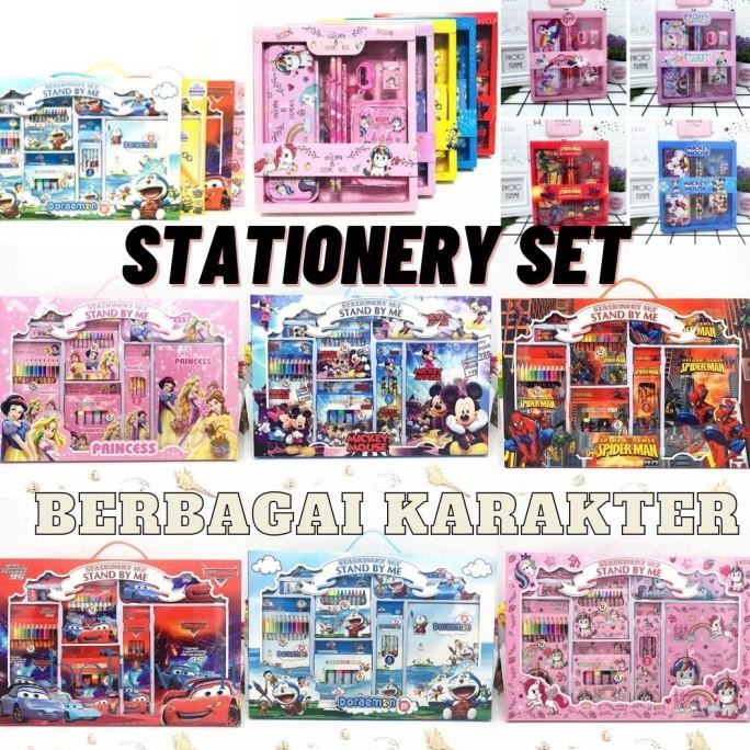 

jy-6 Paket Alat Tulis Anak Stationery Set Sekolah Karakter Spiderman Frozen Berkualitas